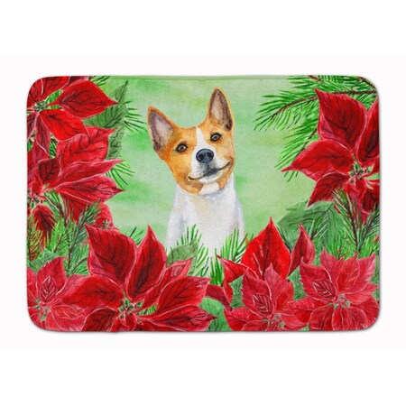 Carolines Treasures Basenji Poinsettas Machine Washable Memory Foam Mat CK1340RUG